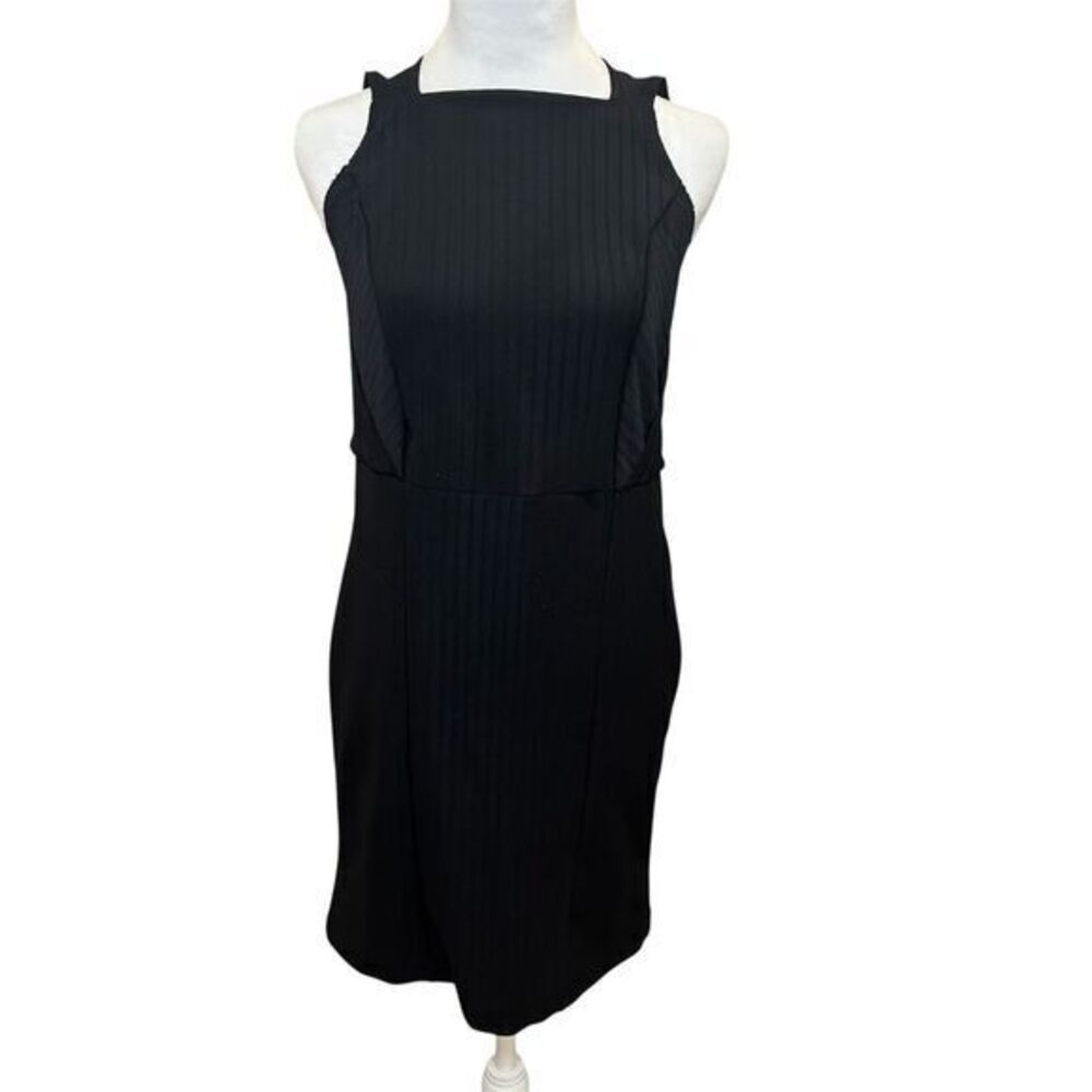 ZARA W&B Collection Black Ribbed Textured Sleeveless Dress Size Large - Picture 3 of 10